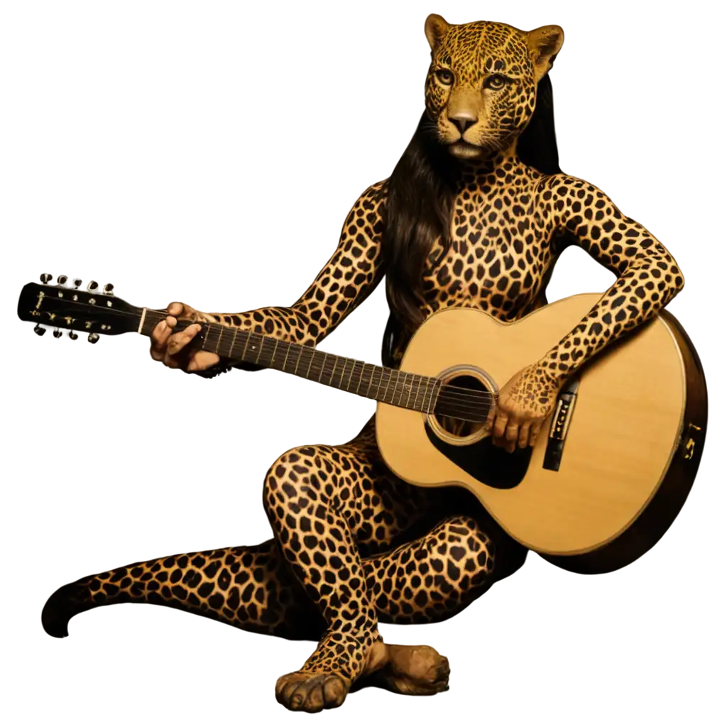 Explore-the-Mystical-World-Jaguar-in-Ayahuasca-Playing-Guitar-PNG