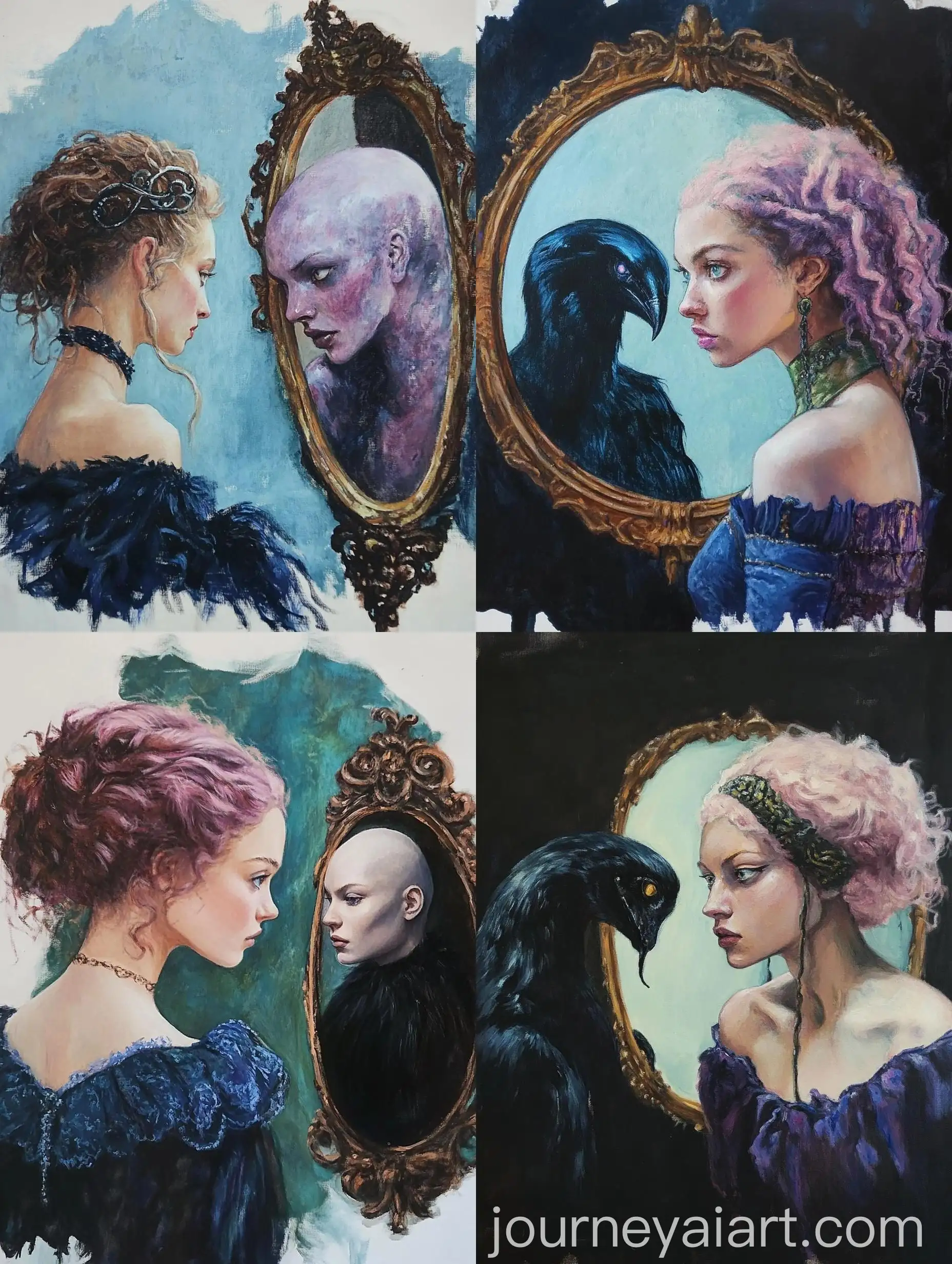 Realistic-Oil-Painting-of-Medusa-Reflecting-on-Her-Past-Self