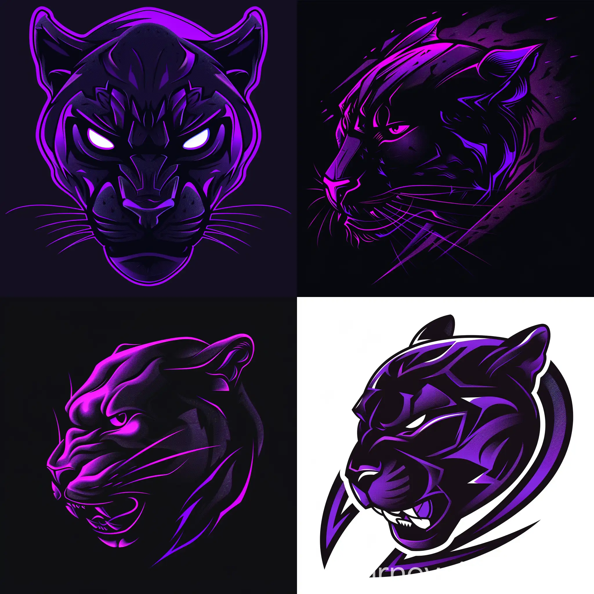 Elegant-Purple-and-Black-Panther-Logo-Design