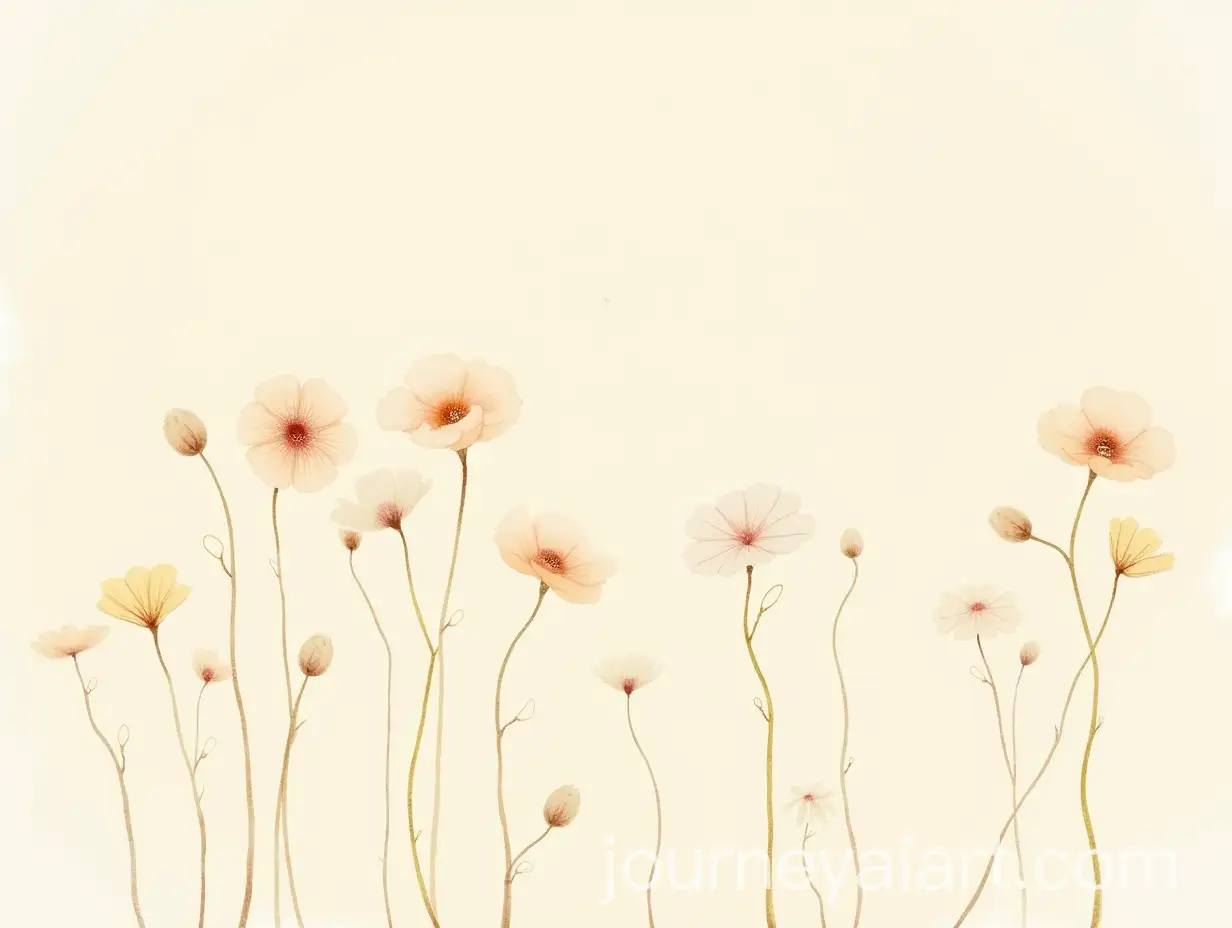 Delicate-Watercolor-Flowers-with-Ethereal-Feathery-Textures-on-Warm-Beige-Background