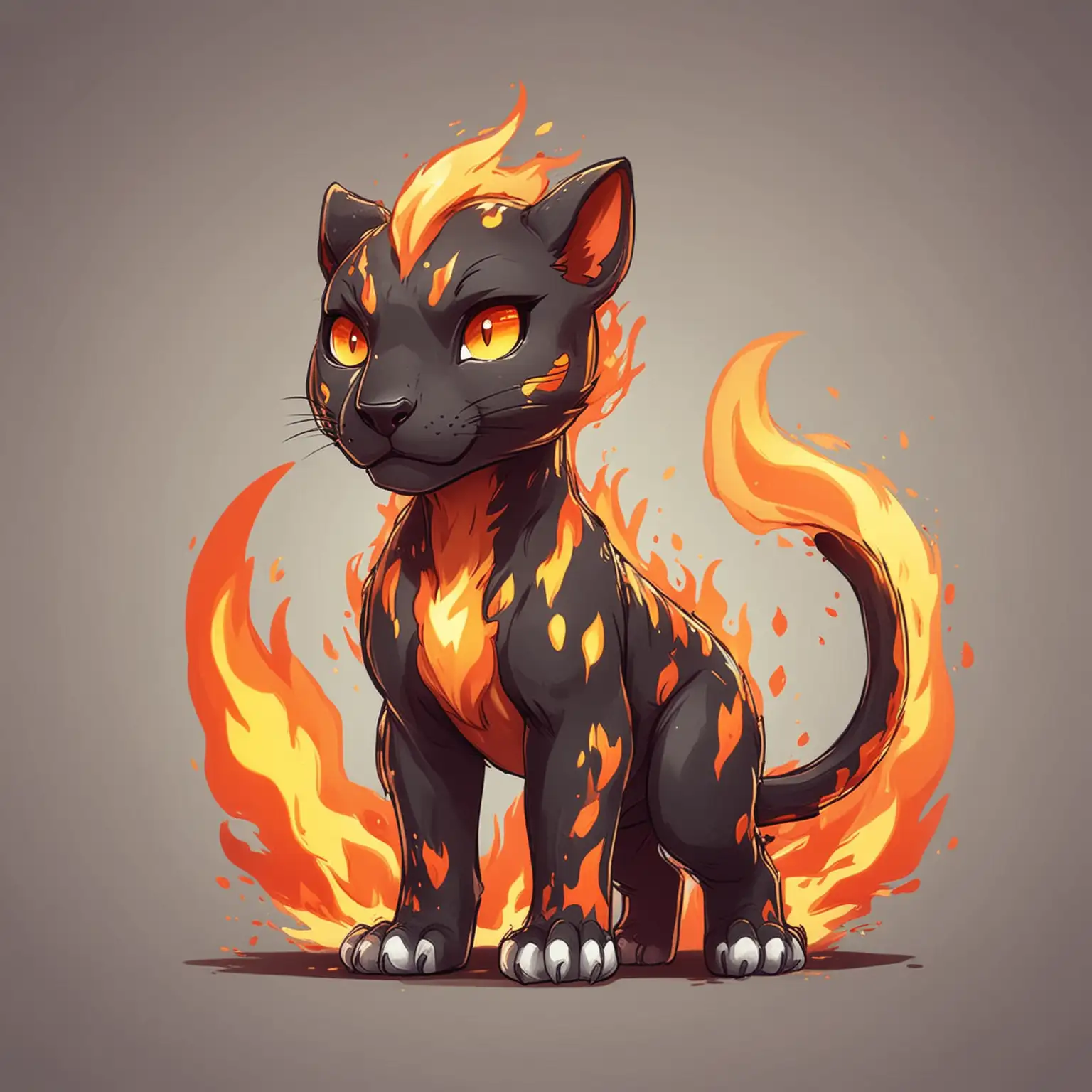 Cartoon Fire Panther Pokemon Style Drawing