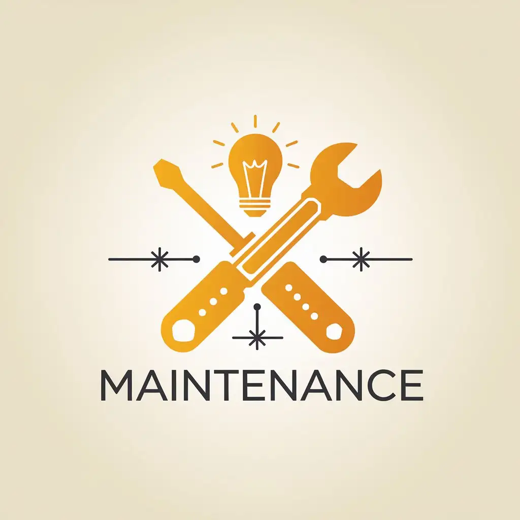 LOGO Design for Maintenance Minimalist Vector with Screwdriver Wrench and Electricity Symbolism