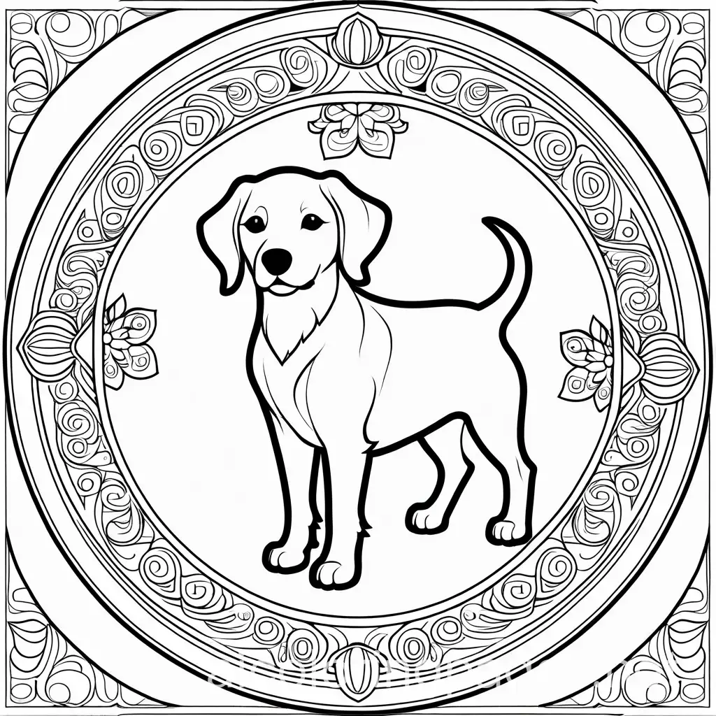 Christian-Themed-Mandala-with-Dog-for-Kids-Coloring