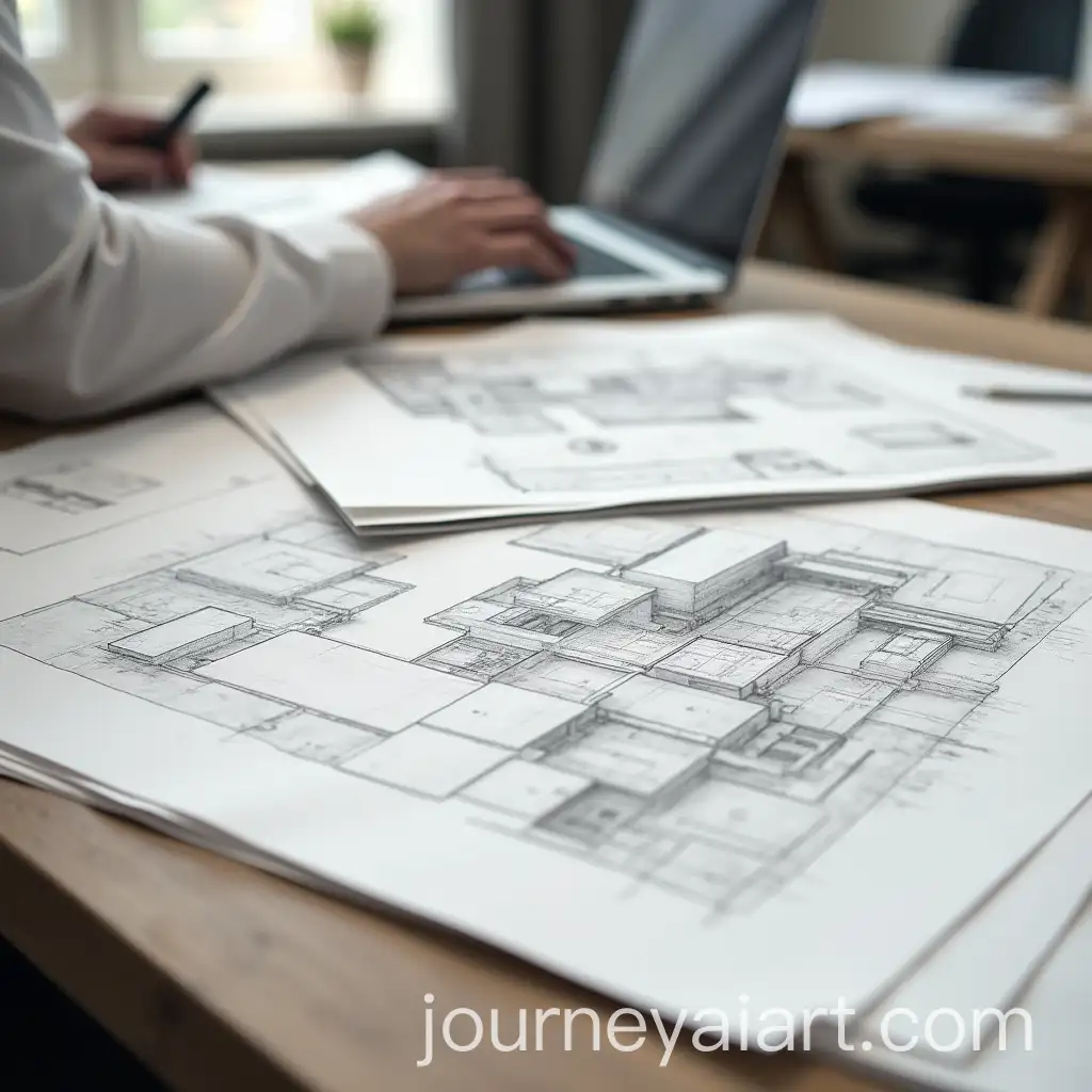Detailed-Architecture-Drawings-on-a-Desk-in-Grey-Pastel-Palette