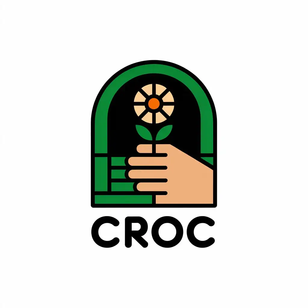 LOGO-Design-for-CROC-Hand-and-Flower-Symbolism-with-FamilyFriendly-Aesthetics