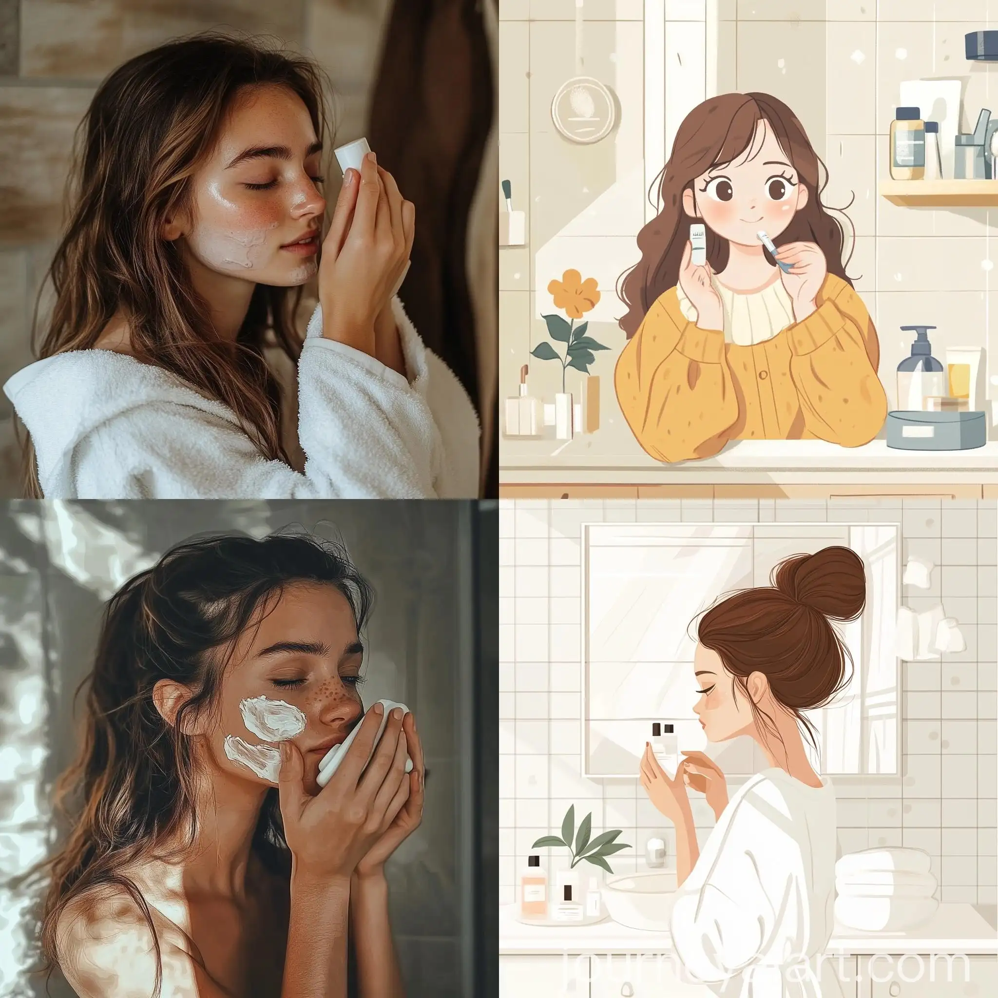 BrownHaired-Girl-Performing-Skincare-Routine