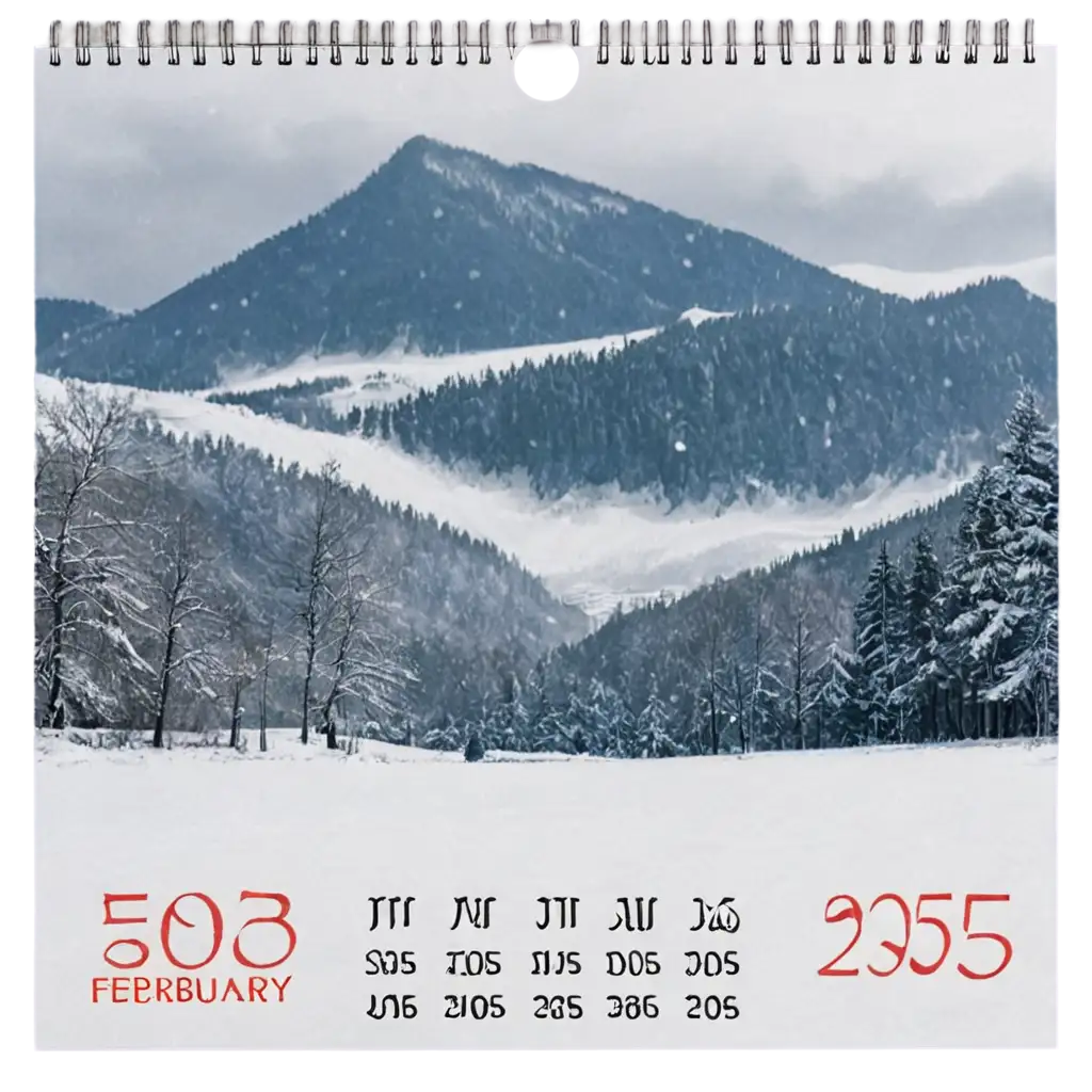 February-2025-Calendar-PNG-on-a-Beautiful-Winter-Landscape-Background