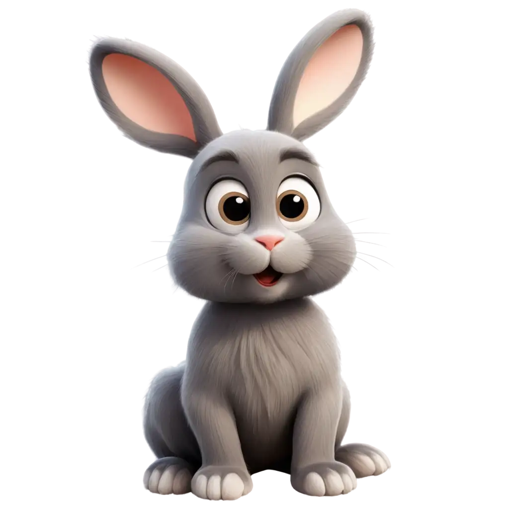 Adorable-Grey-Sitting-Bunny-Cartoon-PNG-Image-with-Big-Kind-Eyes-for-Online-Presence