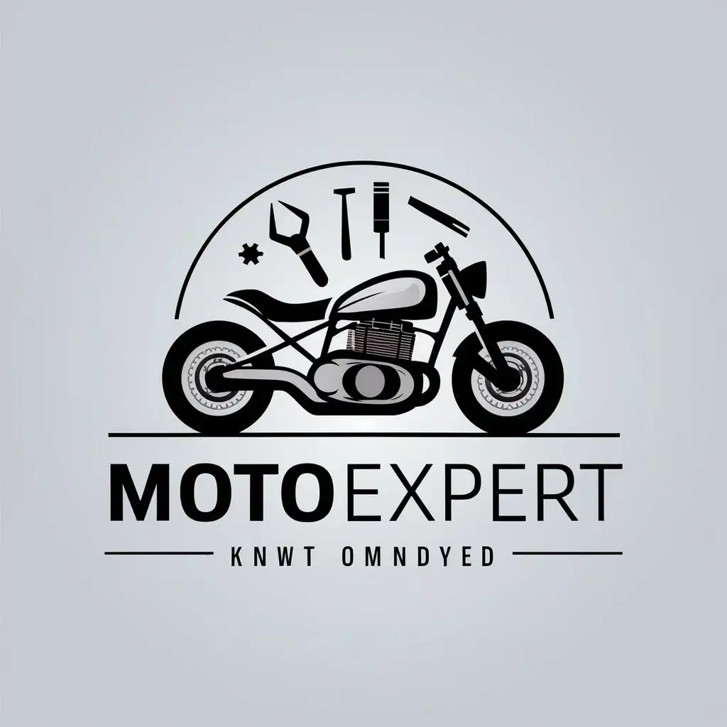 a vector logo design,with the text "MotoExpert", main symbol:Tools, mechanic and motorcycle,Moderate,clear background