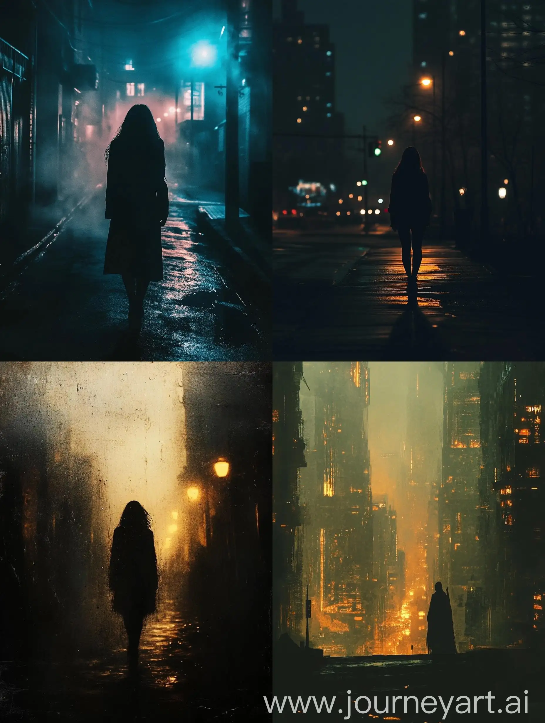 Mysterious-Shadowed-Woman-in-a-Dying-City-with-Dull-Lights