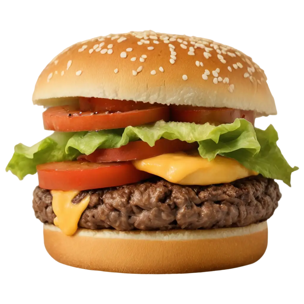 Classic-Beef-Burger-with-Melted-Cheese-in-PNG-Format-HighQuality-Image-for-Culinary-Design-and-More