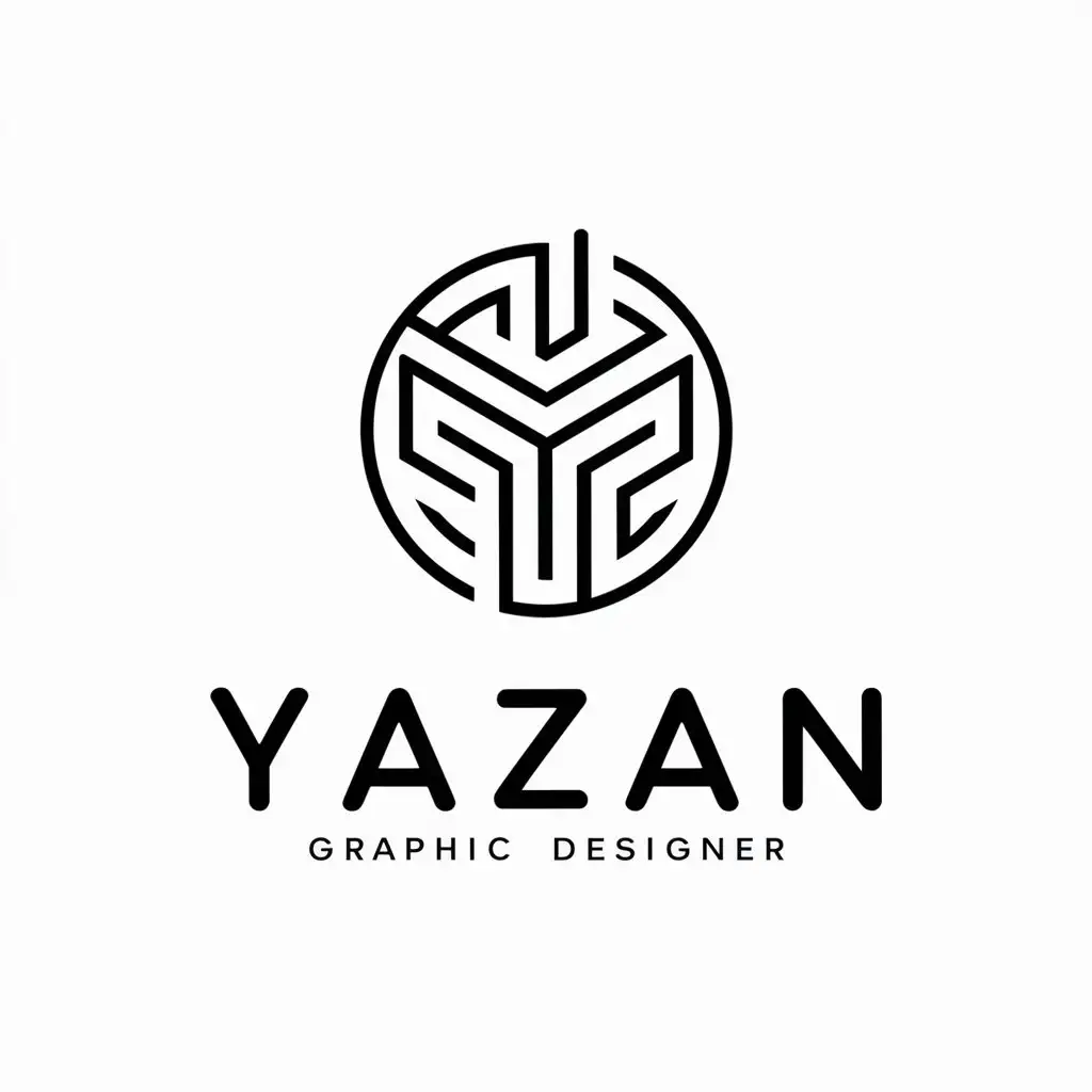 a vector logo design,with the text "YAZAN", main symbol:Graphic designer,Moderate,clear background