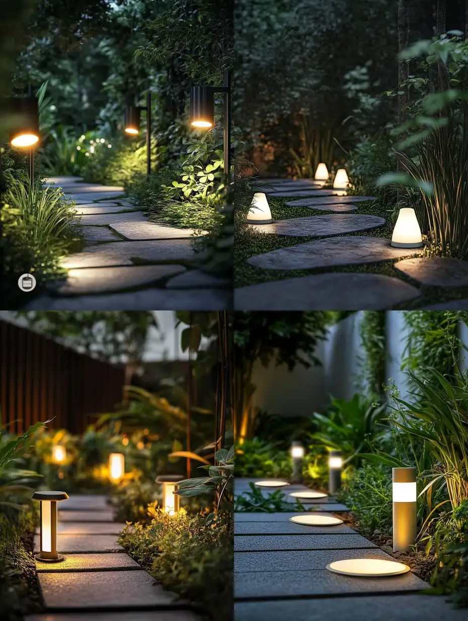 Enchanting-Garden-Illuminated-by-Soft-Glowing-Lamps