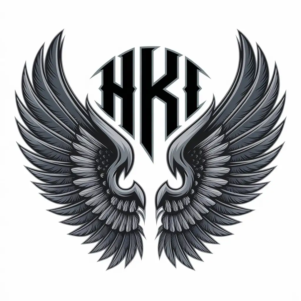 LOGO Design For HKI Angel Wings Symbol on Clear Background