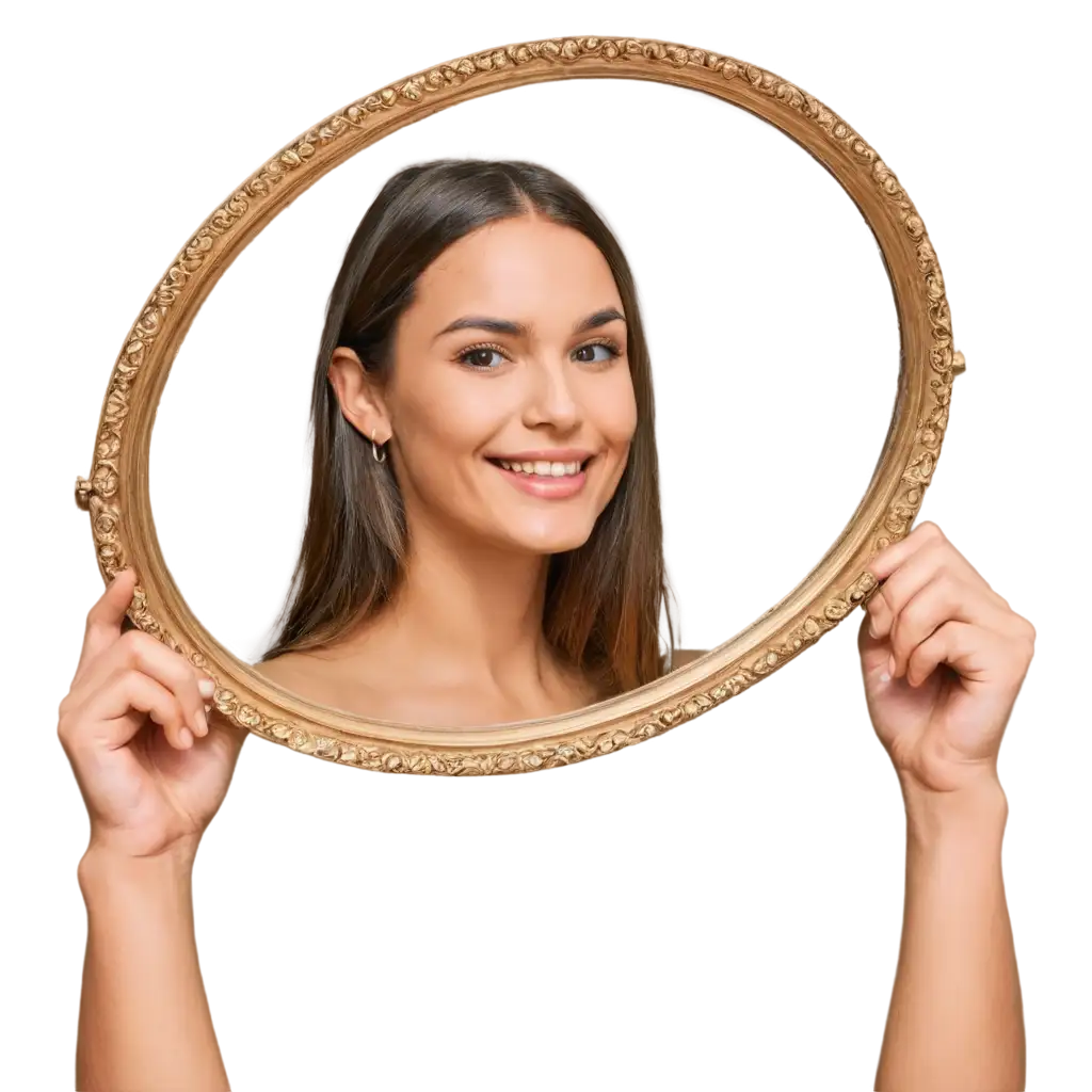 Beautiful-Lady-Looking-in-Golden-Mirror-PNG-Image-Reflecting-Elegance-and-Grace