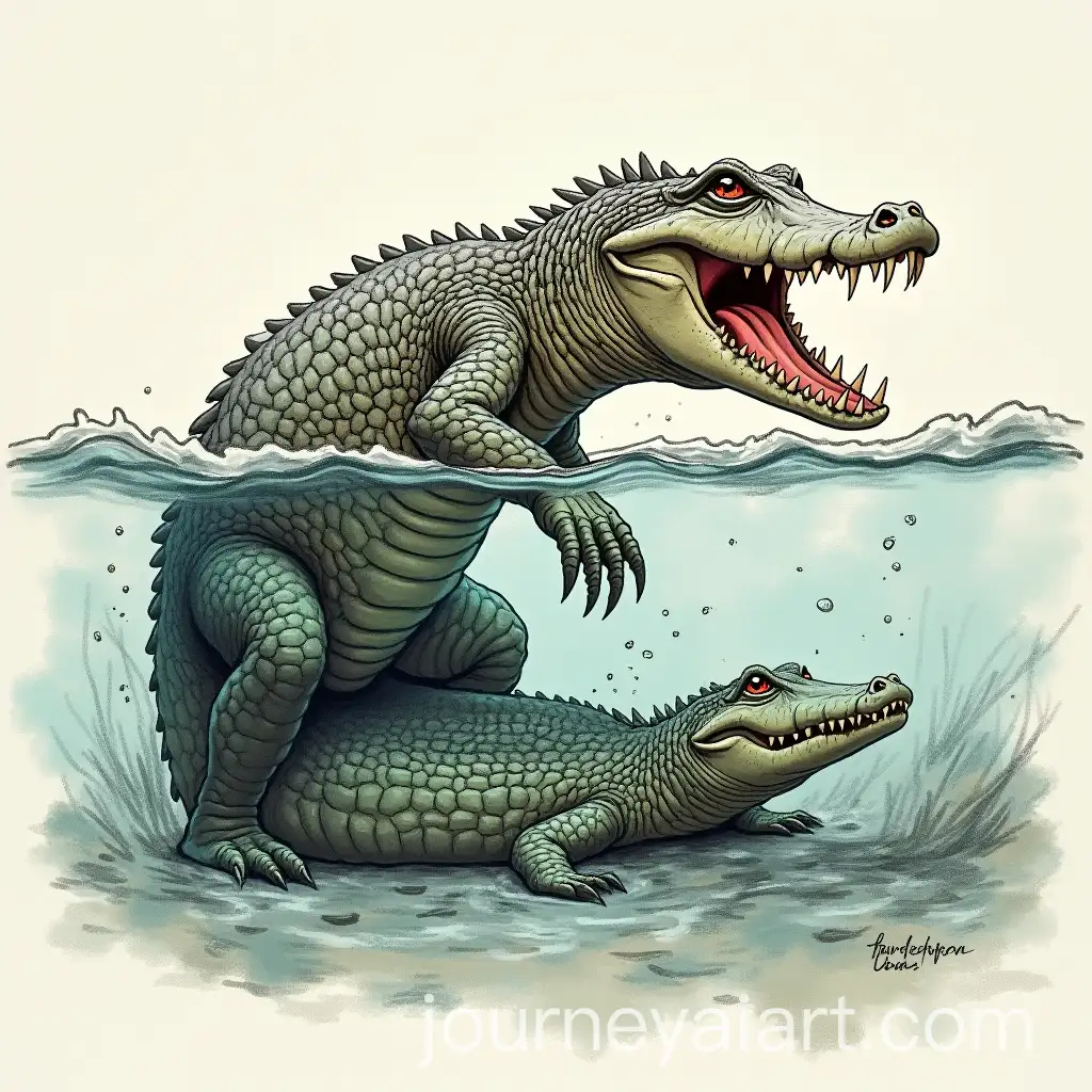 Sketch-of-a-Cryptid-Combining-Alligator-and-Electric-Eel-Features