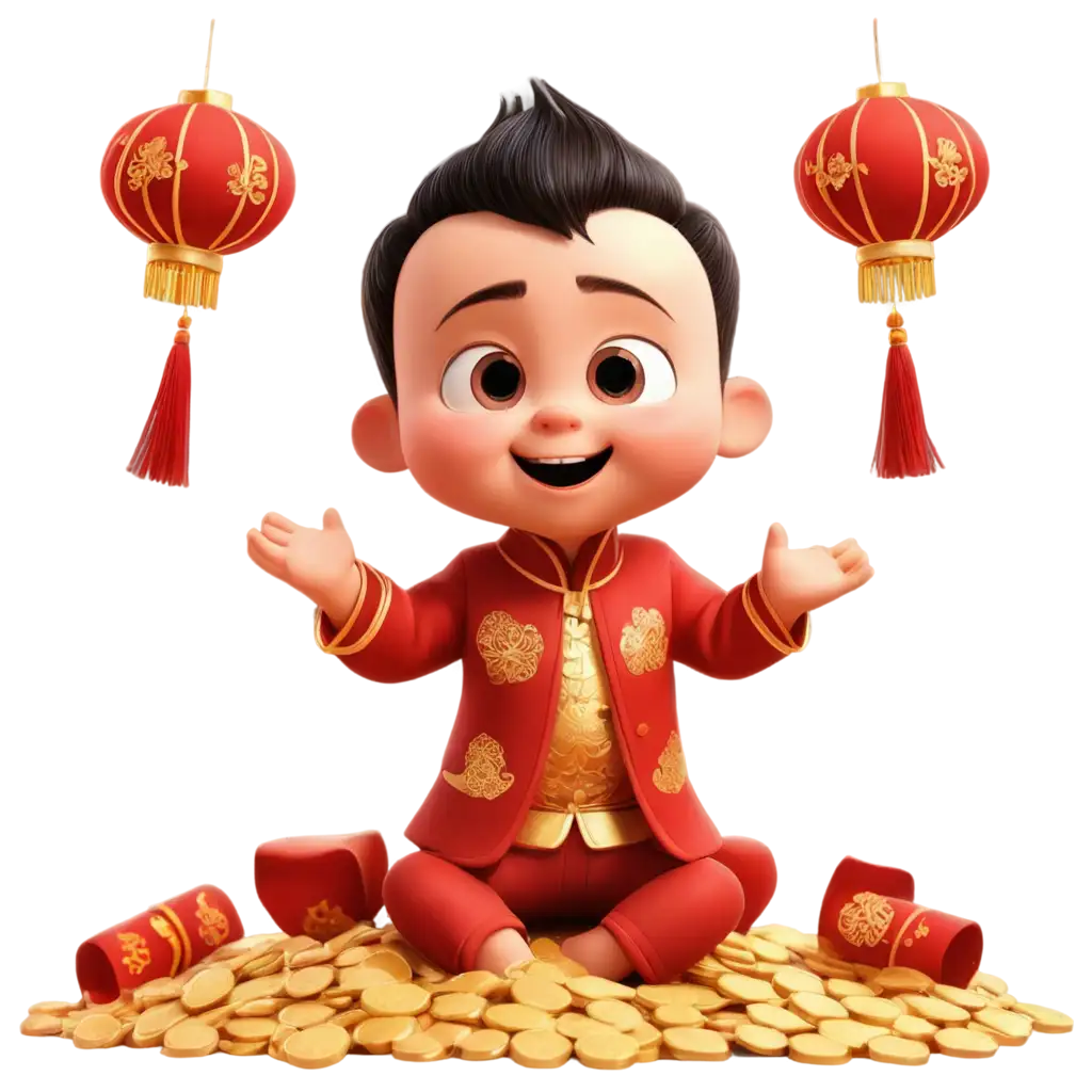 PNG-Image-Usage-ScenariosHighQuality-PNG-of-Baby-Character-in-Traditional-Chinese-New-Year-Outfit-with-Gold-Coins-and-Festive-Elements