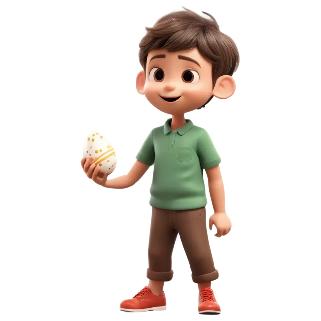 Cute-Animated-Boy-Eating-Chocolate-Egg-PNG-Delightful-Illustration-for-Childrens-Content