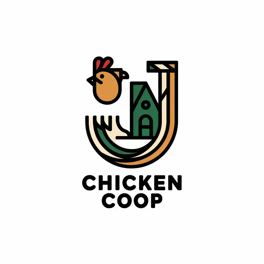 LOGO-Design-for-Chicken-Coop-J-Symbol-with-Complex-Vector-Art-on-Clear-Background