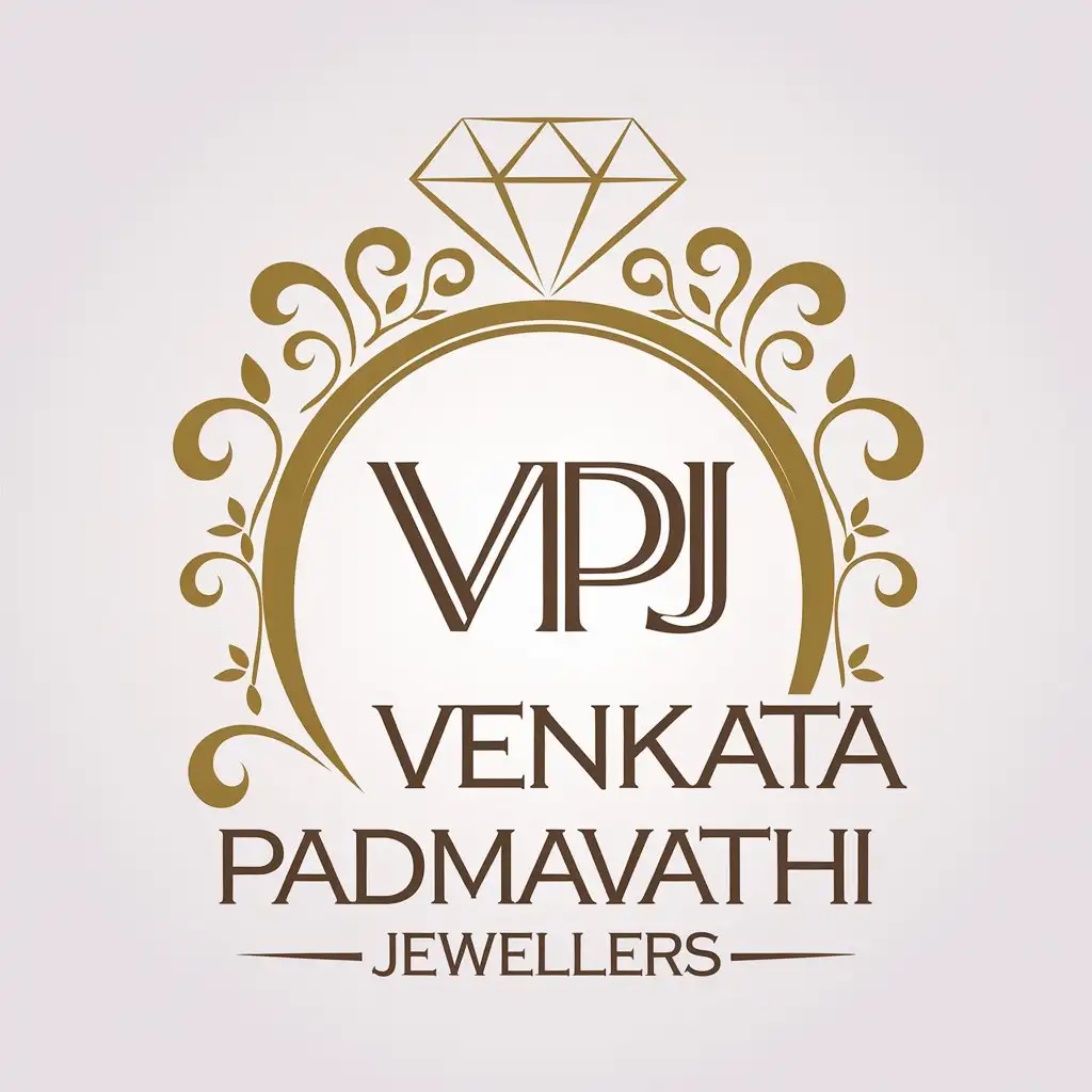 LOGO Design for V P J Venkata Padmavathi Jewellers Elegant Gold Symbol with Clear Background