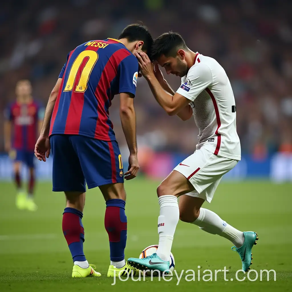 Messi-Bending-Down-to-Kiss-Cristiano-Ronaldos-Shoe