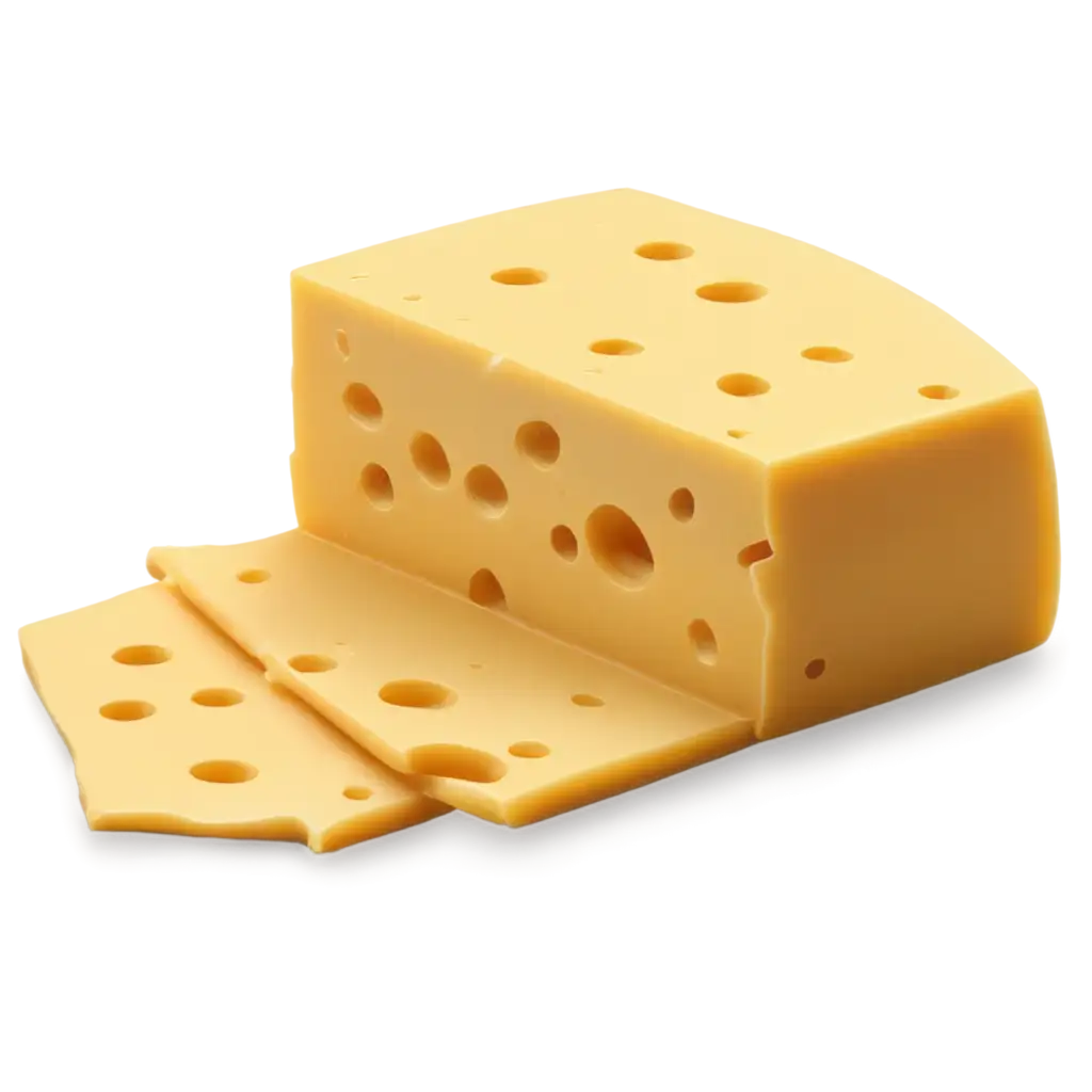 cheese 3d , with small holes and between two pieces of cheese