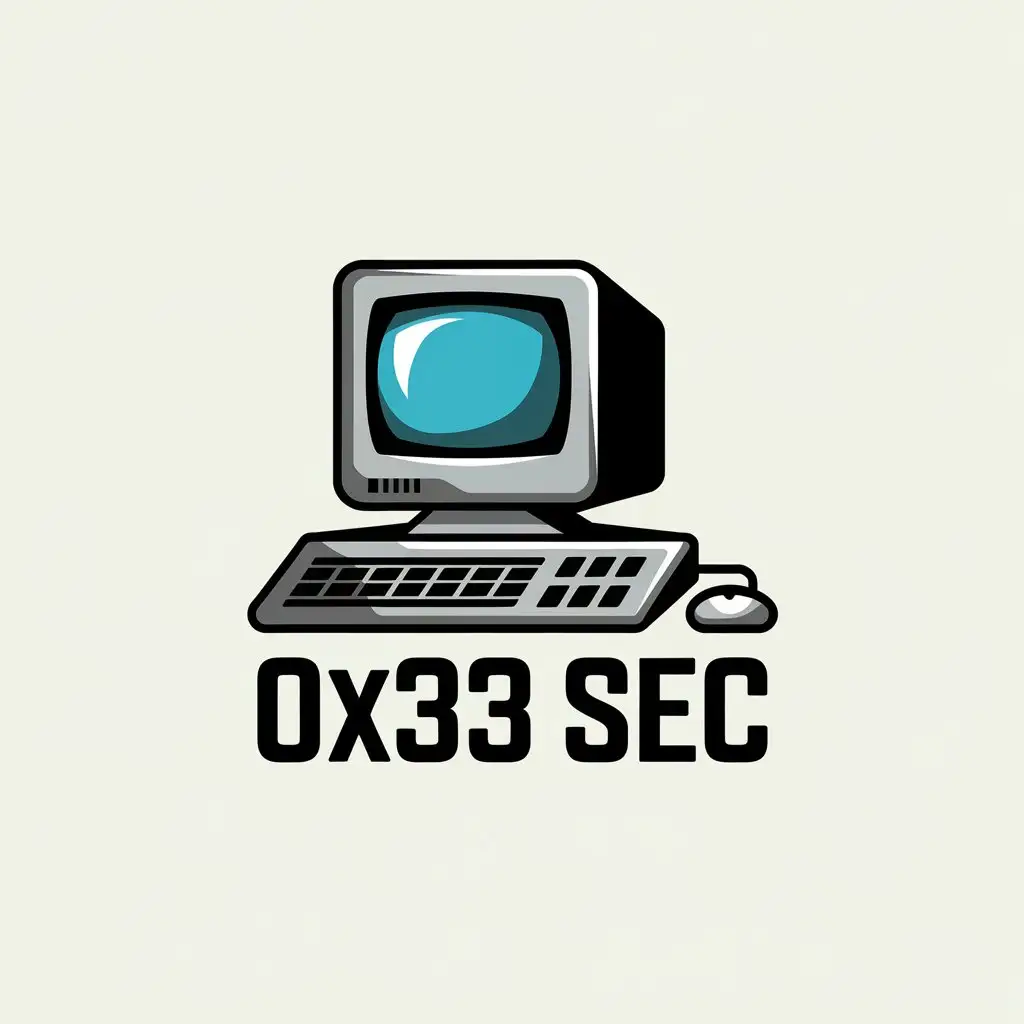 a vector logo design,with the text "0x33 SEC", main symbol:traditional computer,Moderate,clear background