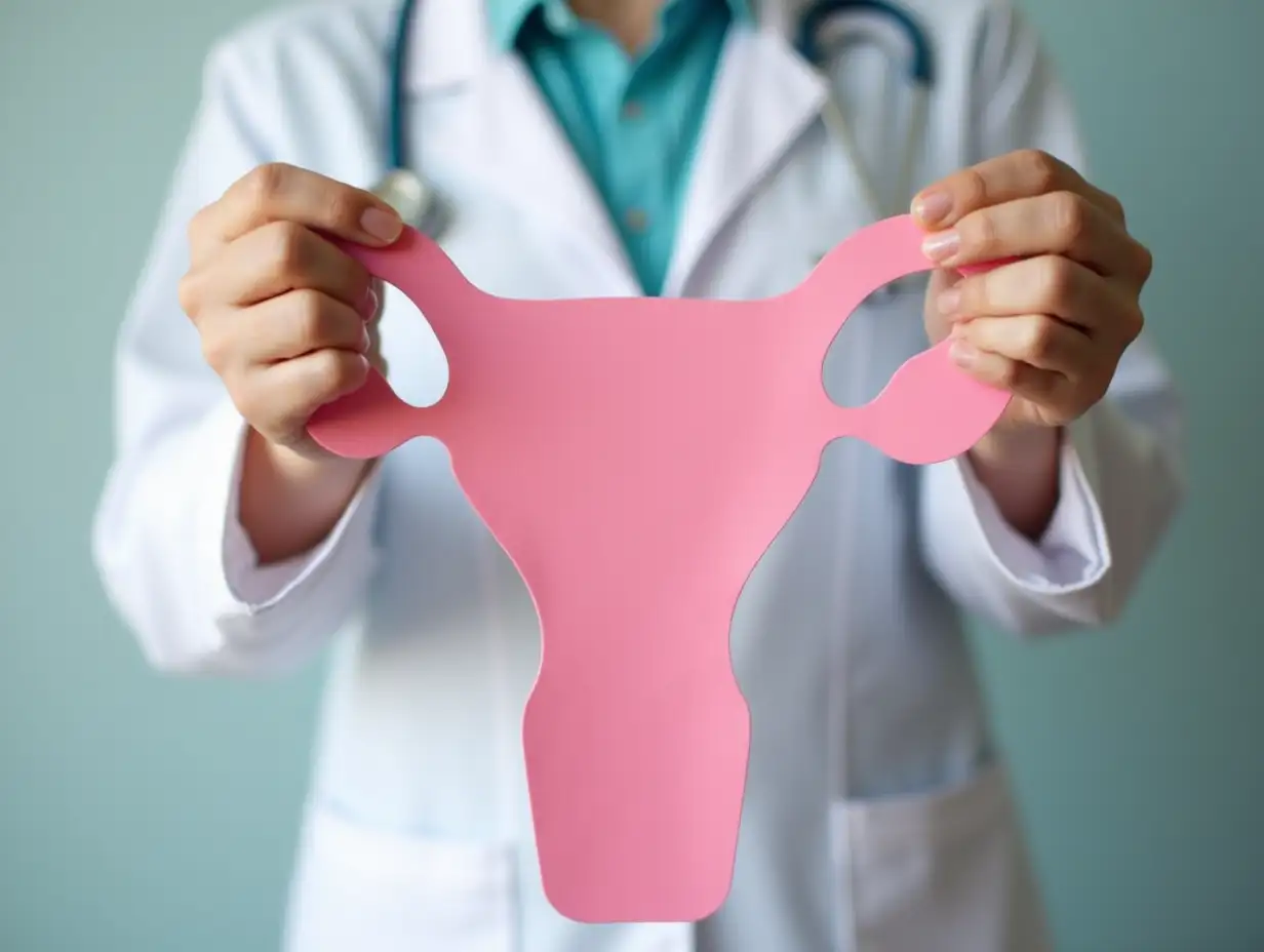 Doctor-Supporting-Cancer-Survivor-with-Uterus-Shape