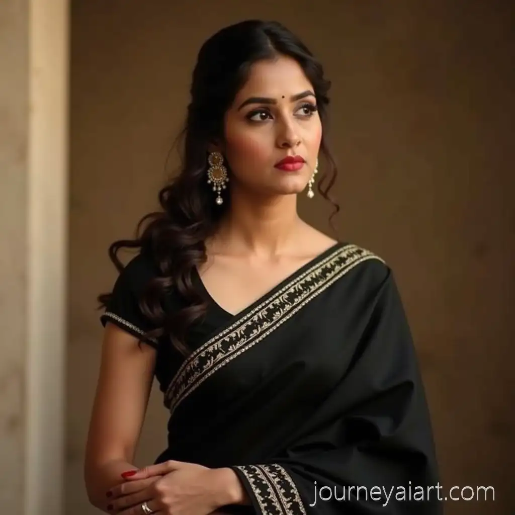 Indian-ActressIndian-actress-in-black-saree-Keerthi-in-Elegant-Black-Saree