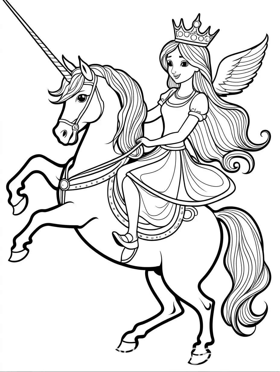 Princess-Riding-Unicorn-Coloring-Page