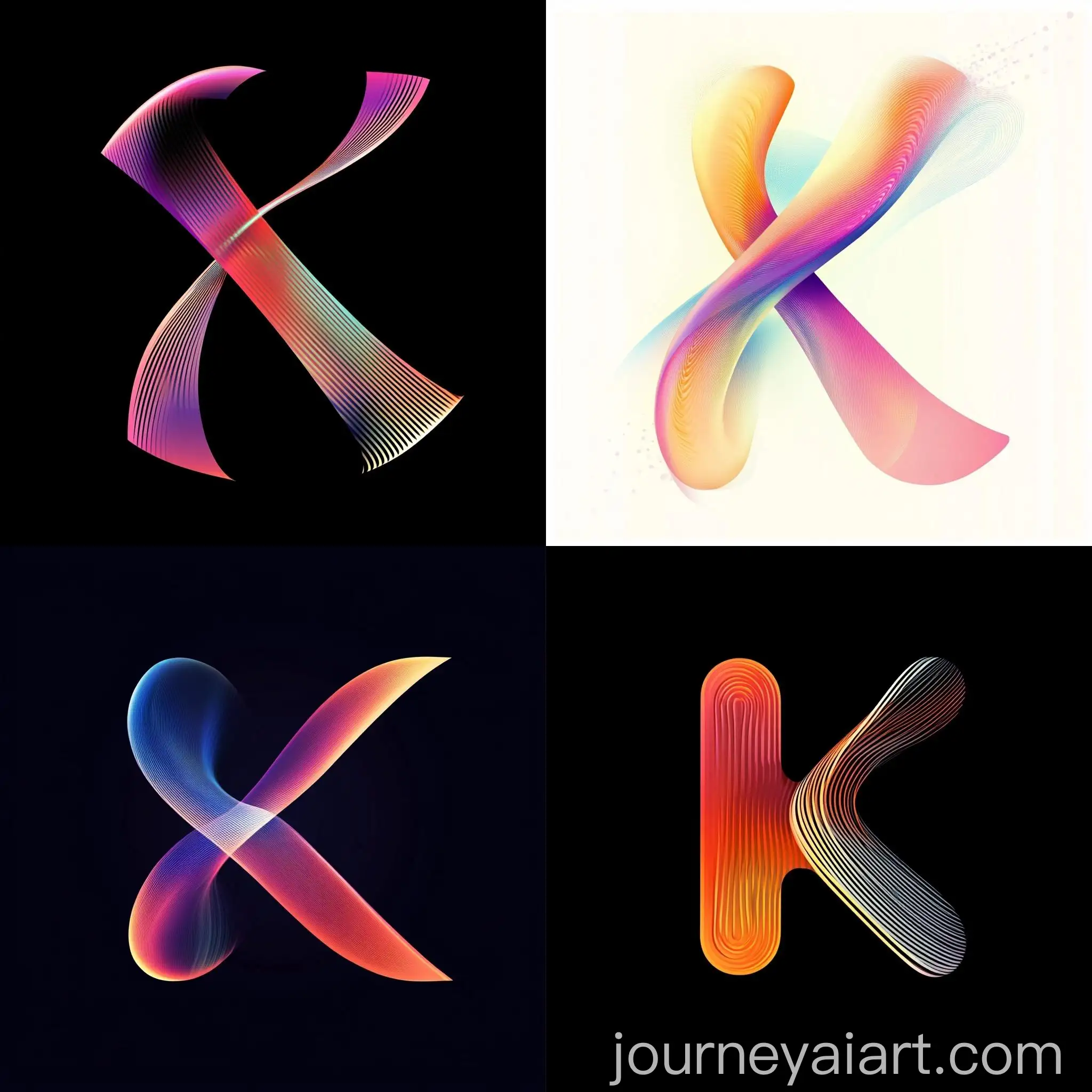 Stylized-Letter-K-with-Gradient-Modern-Curved-Lines