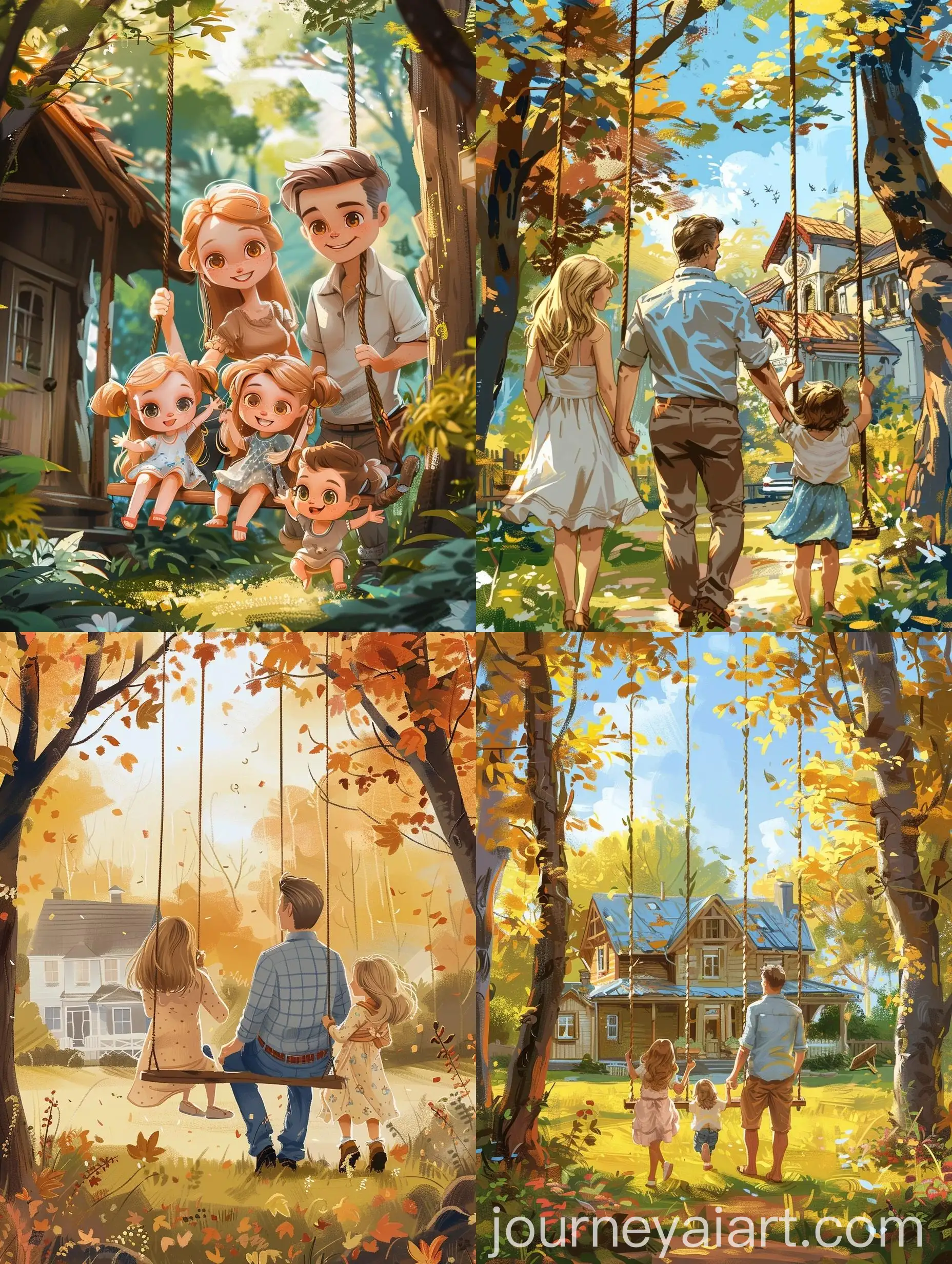 Blonde-Family-Swinging-on-Backyard-Swing