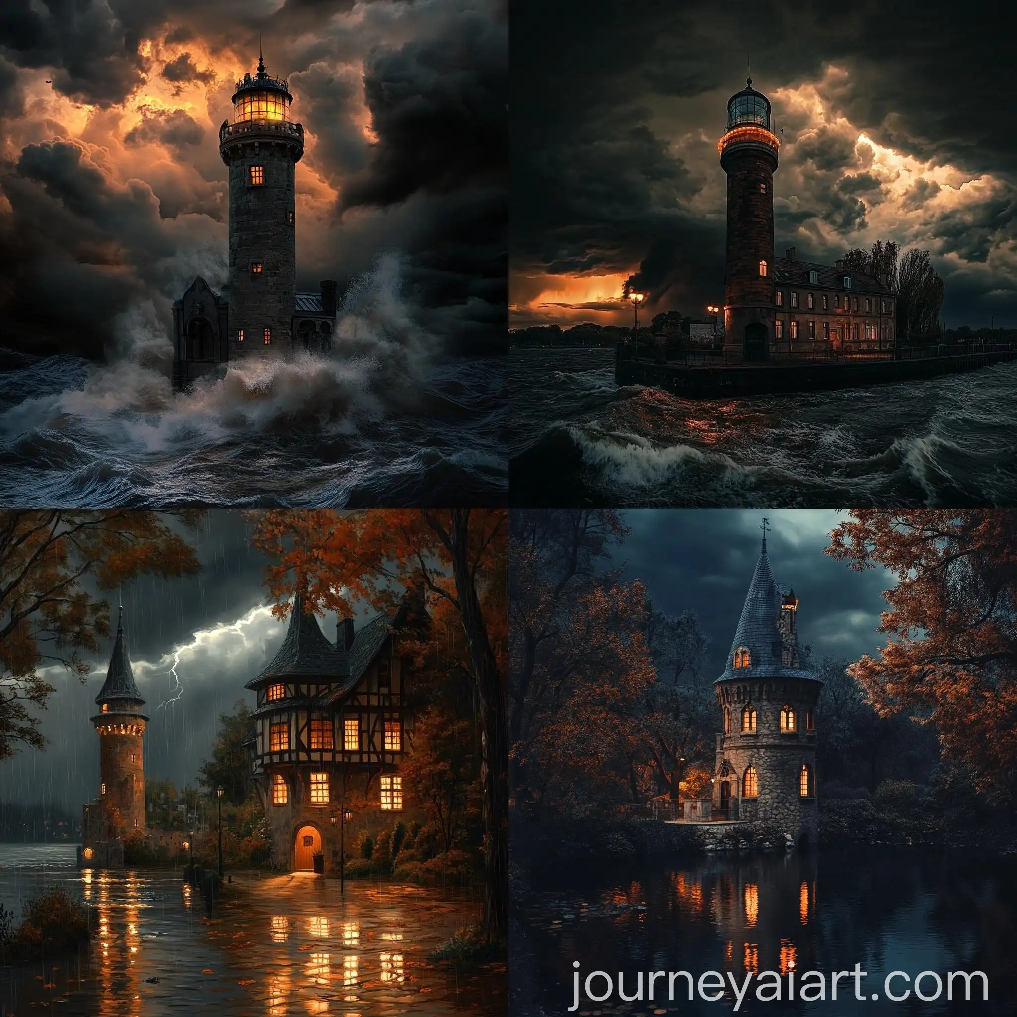 Wasserturm-in-a-Dark-Stormy-Night-with-Warm-Colors