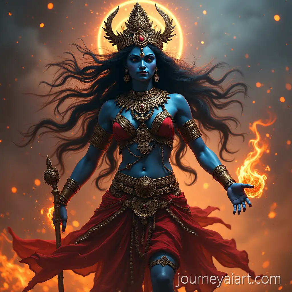 Goddess-Mahakali-in-Divine-Cosmic-Setting-with-Fierce-Expression-and-Vibrant-Colors