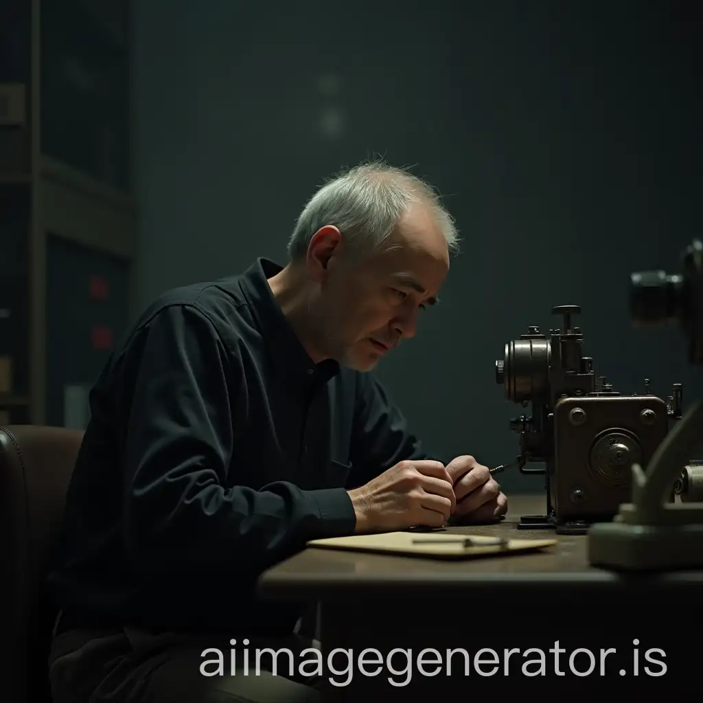 Elderly-Mechanic-Repairing-Machinery-in-Dimly-Lit-Workshop