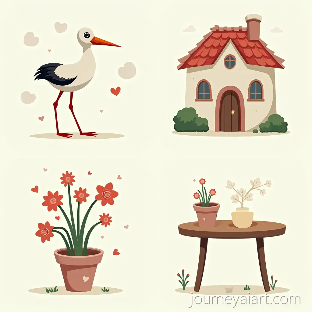 Simple-Objects-Including-StSimple-image-promptsork-House-Cards-Flowers-and-Table