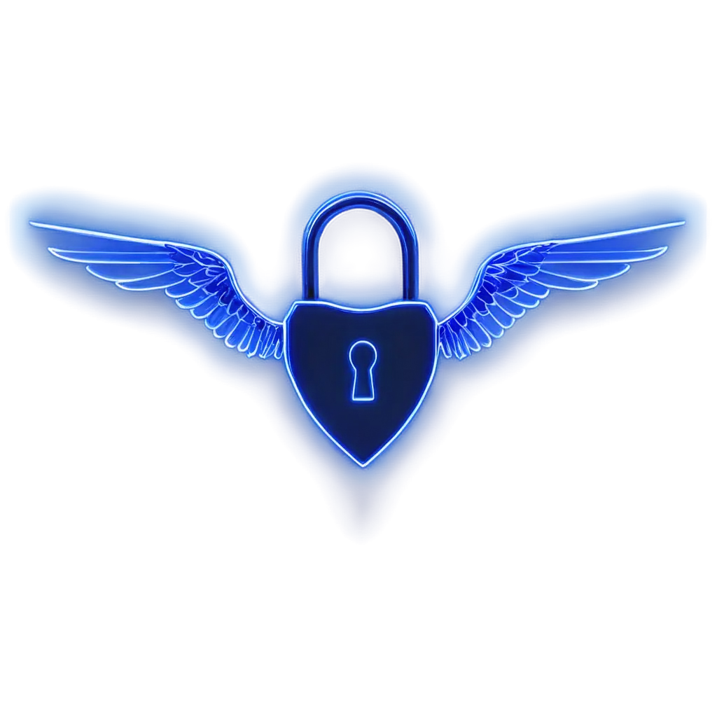 Neon-Lock-with-Neon-Wings-PNG-Image-Unique-Artistic-Concept-in-Blue-Hue