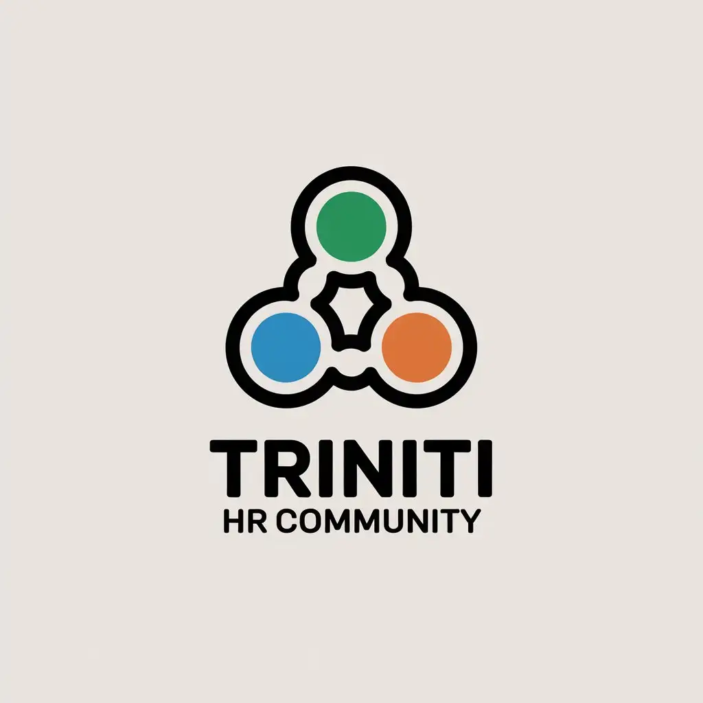 a vector logo design,with the text "Triniti HR Community", main symbol:three circles connect with each other,Moderate,clear background