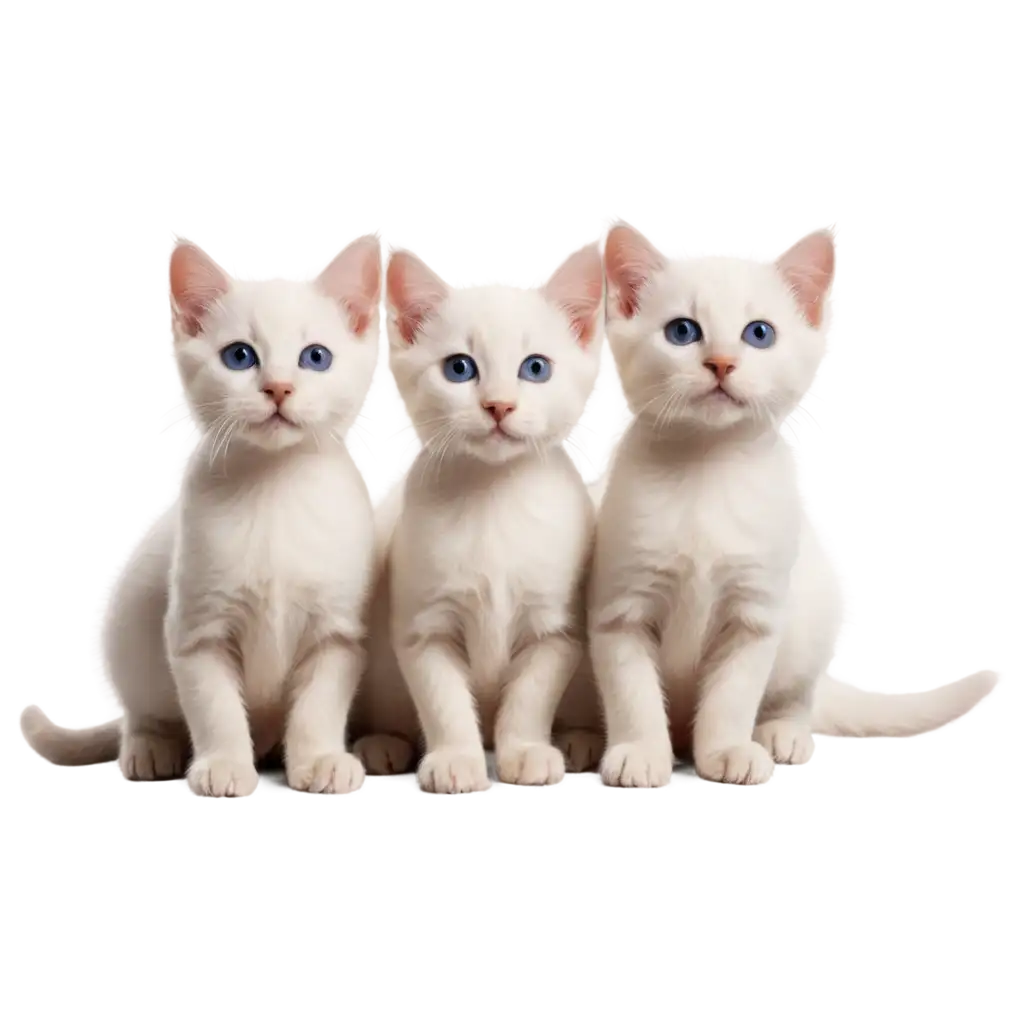 Three-White-Kittens-Looking-at-Camera-PNG-Image-for-HighQuality-Visuals