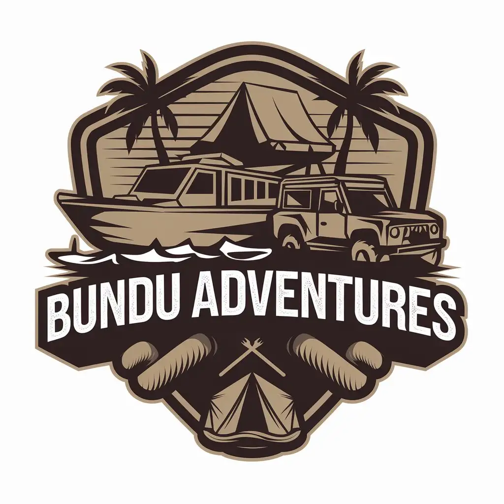 LOGO Design for Bundu Adventures Boat OffRoad and Tent Theme for Travel Industry