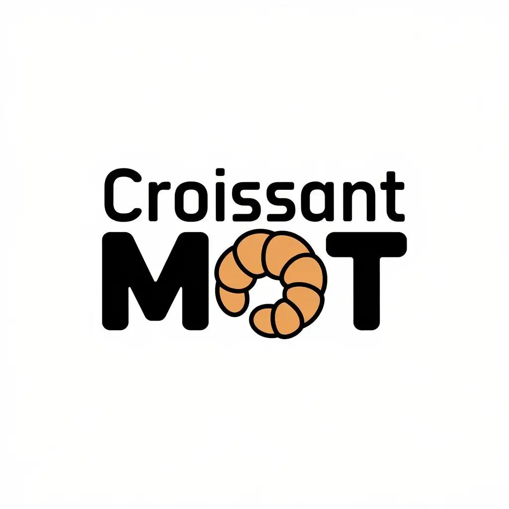 LOGO Design for Croissant Mot Vector with Croissant Icon Integrated in the Text and Clear Background