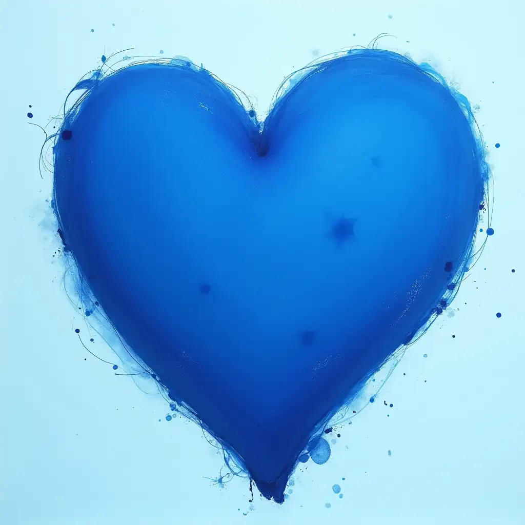 A blue heart to directly link the emotion of sadness with the color.