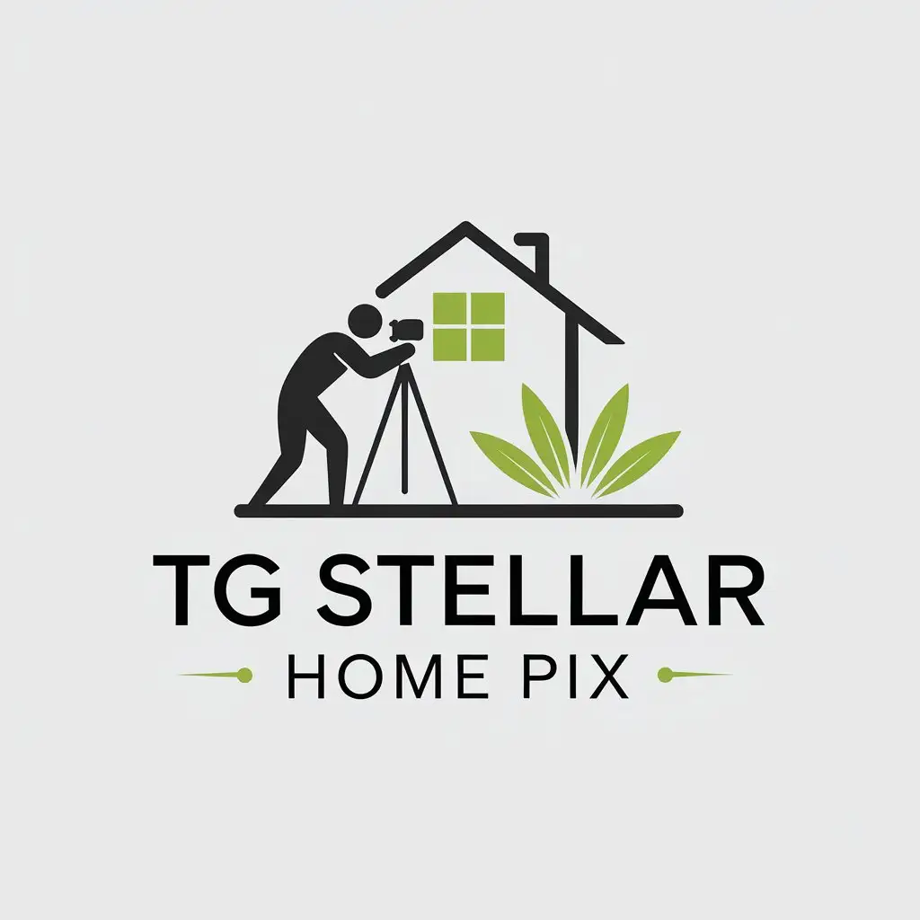 LOGO Design for tG Stellar Home Pix Minimalistic Vector Logo Featuring a Photographer and House Theme