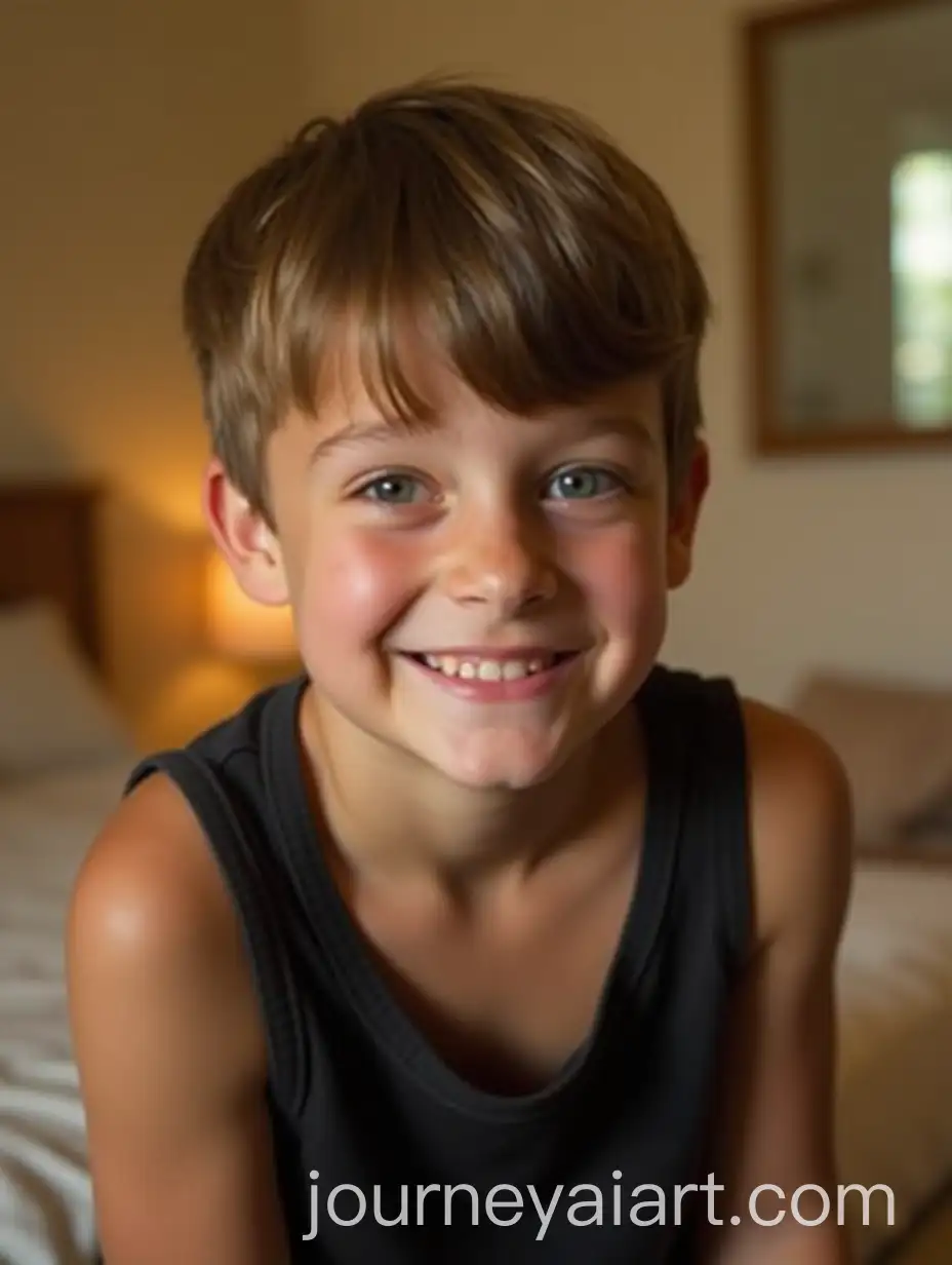 Smiling-Young-Boy-in-Beige-Bedroom-with-Warm-Lighting