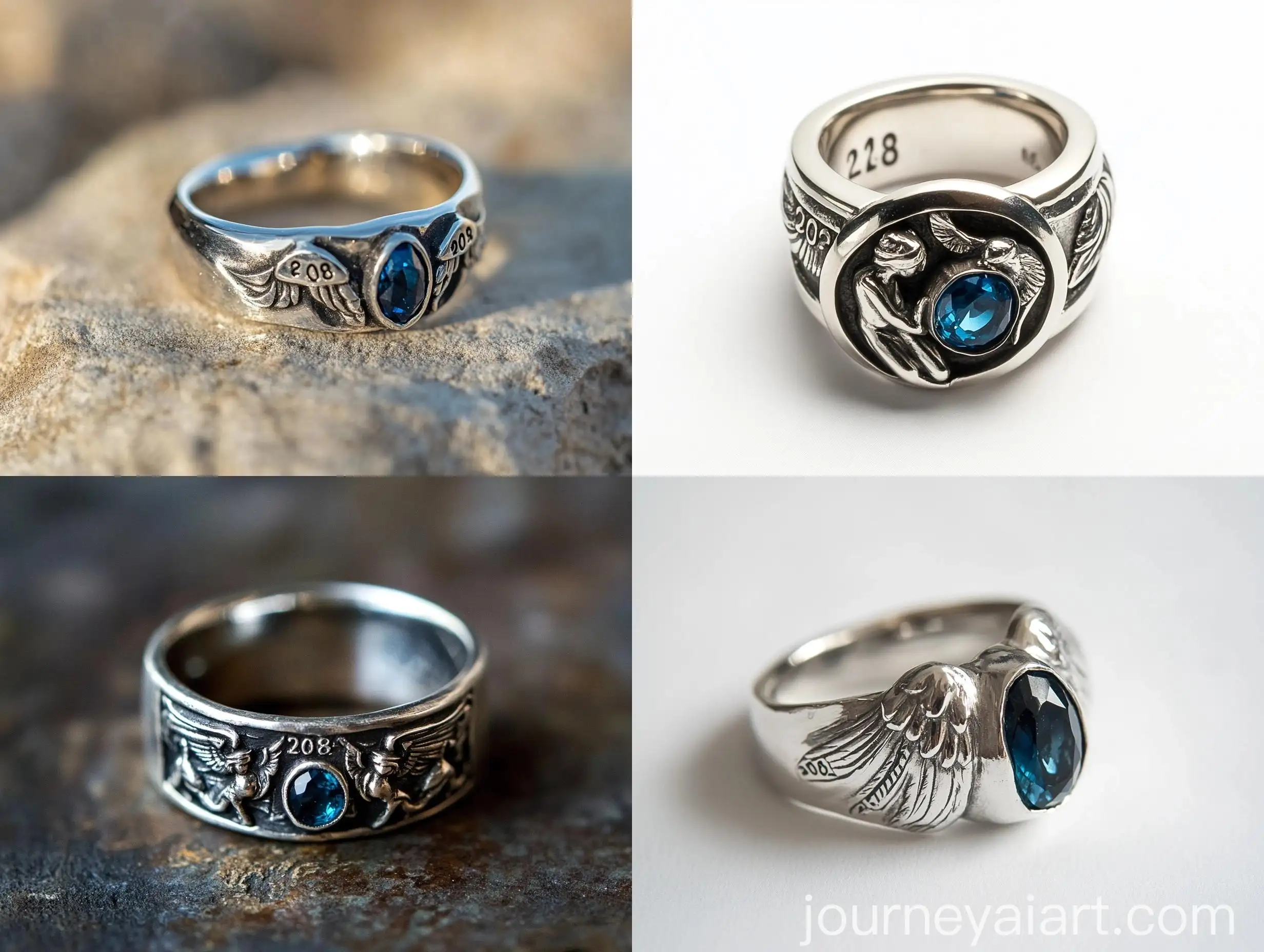 Modern-Silver-Ring-with-Angels-and-Labradorite-Stones-2008-and-2012-Engravings