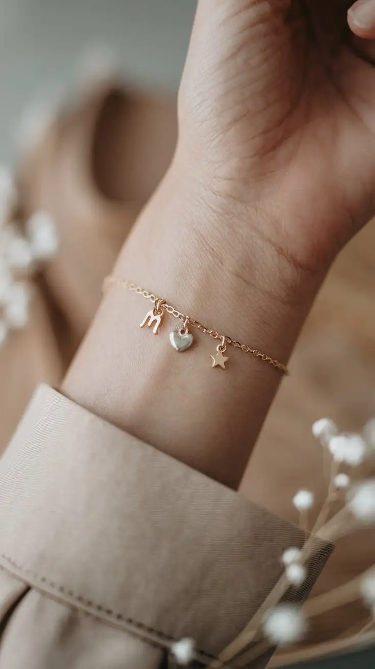 CloseUp-of-Delicate-Gold-Chain-Bracelet-with-Charms