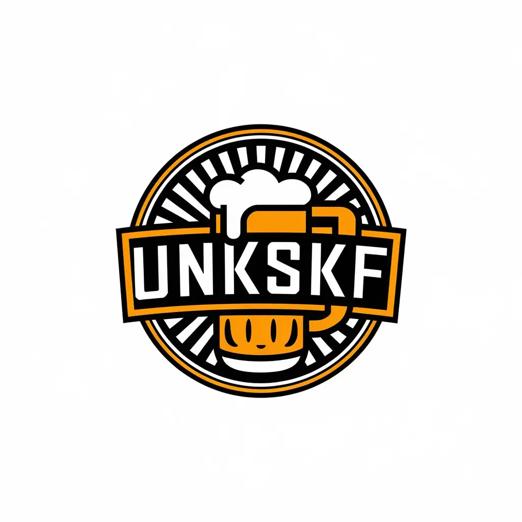 a vector logo design,with the text "UNKSKF", main symbol:beer mug,Moderate,be used in Entertainment industry,clear background