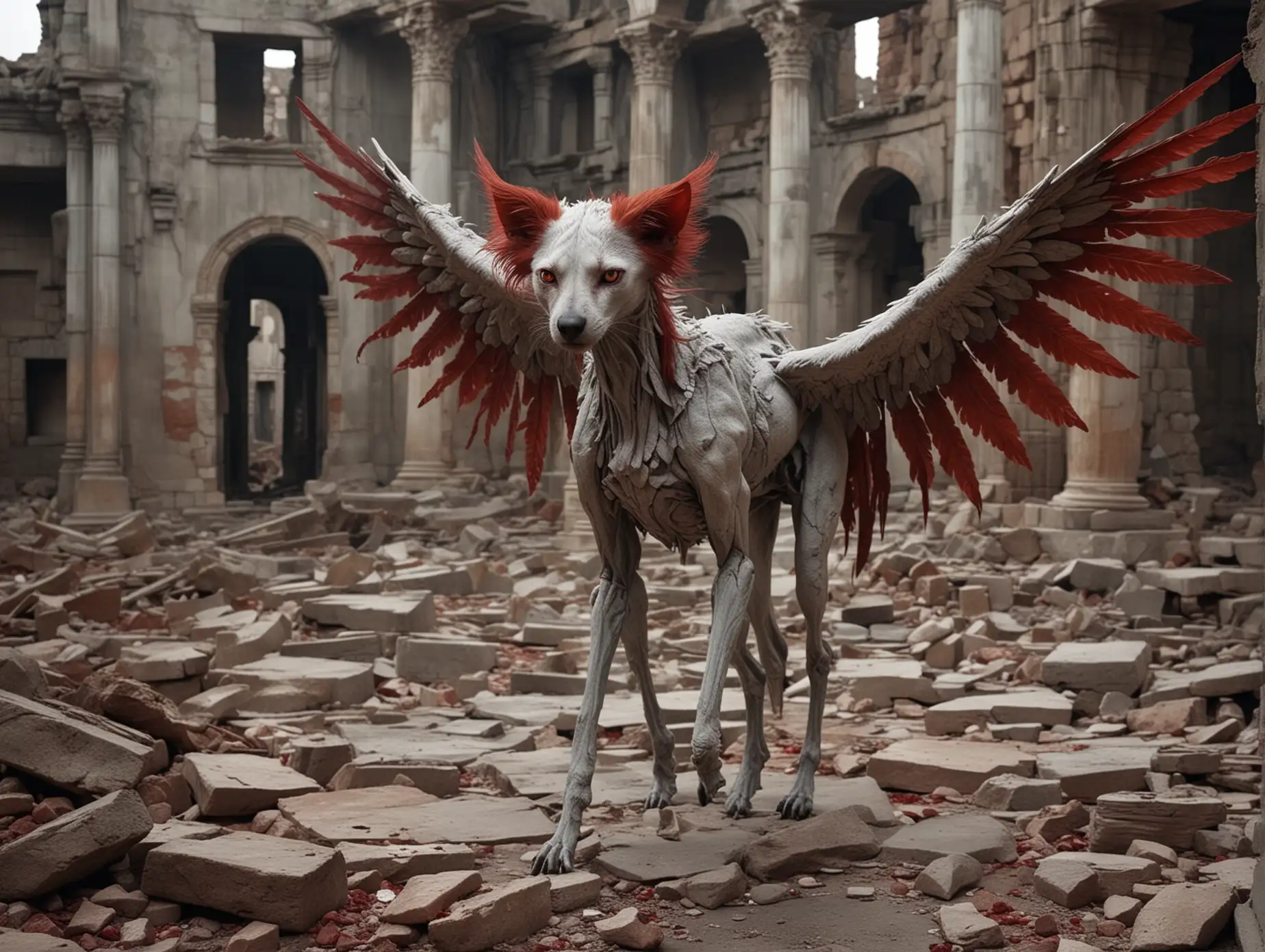 SixLegged-Female-Animal-Hybrid-with-Furry-Wings-in-Ancient-Ruins