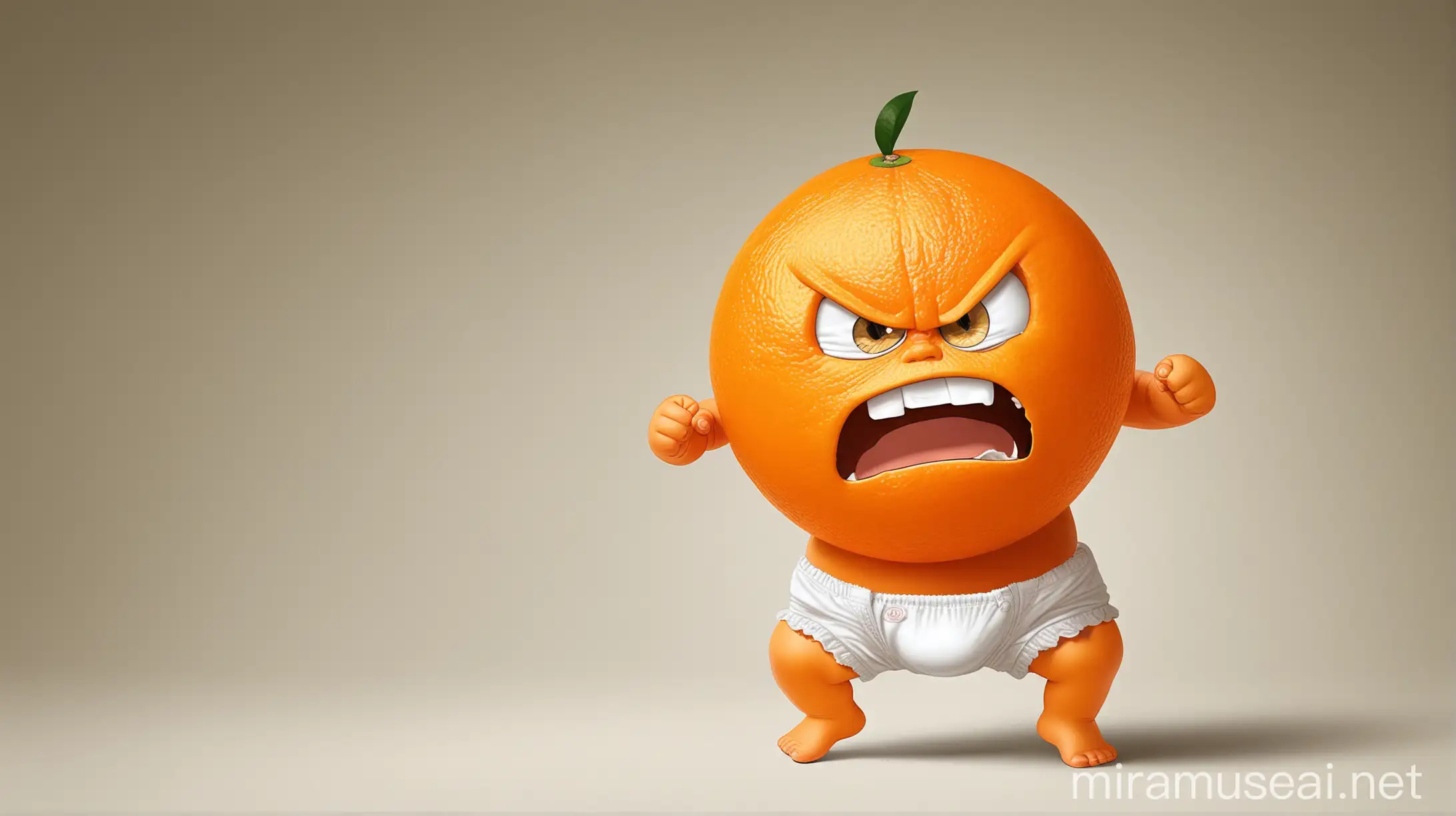 Toddler in Orange Diaper Having Temper Tantrum