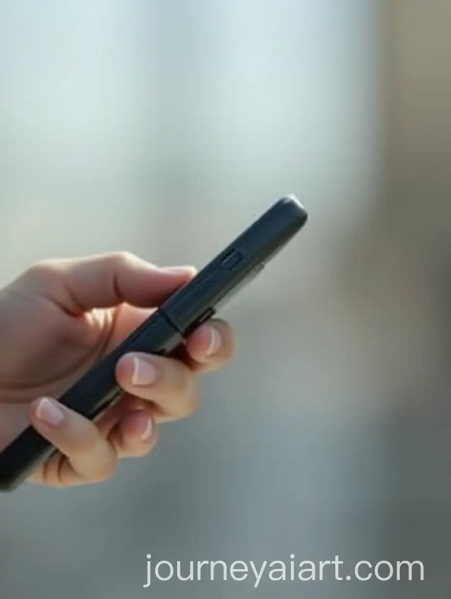 Closeup-of-Hand-Holding-Smartphone-in-MidAir-with-Clear-Background